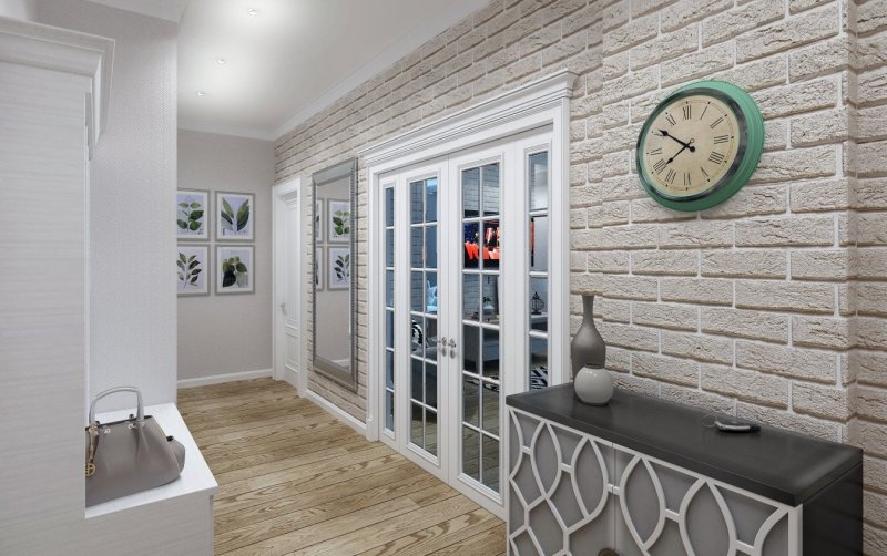 Decorative brick in the interior of the hallway