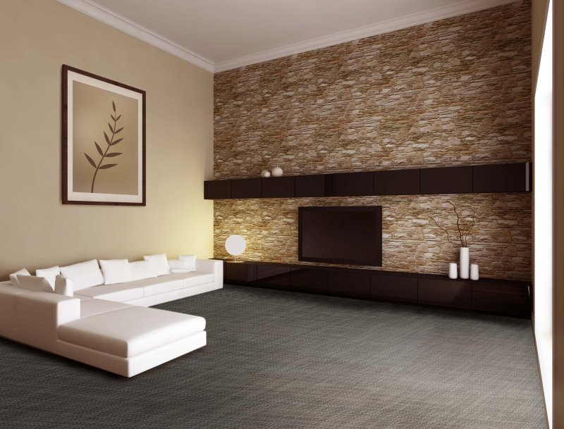 Living room decoration with decorative stone