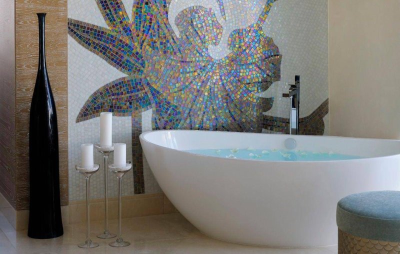 Mosaic in the interior of the bathroom