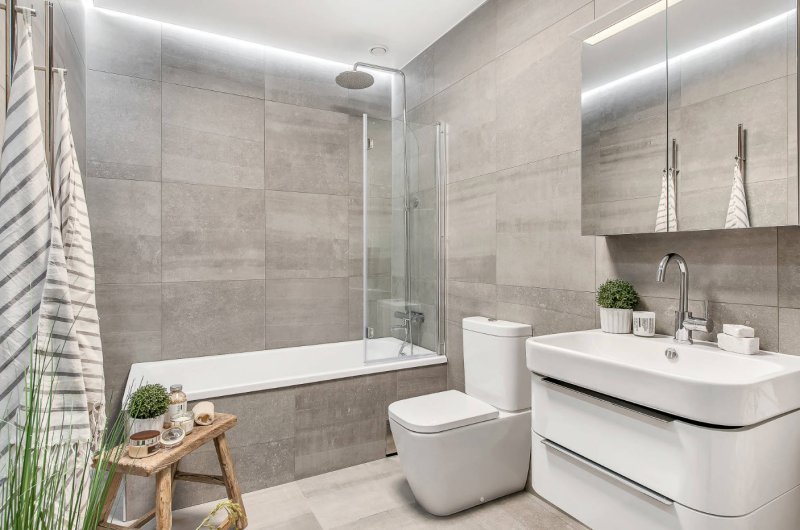 The modern interior of the bathroom