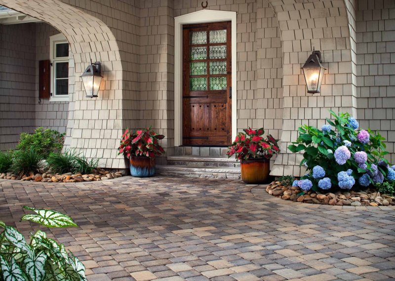 Power pavers in front of the house