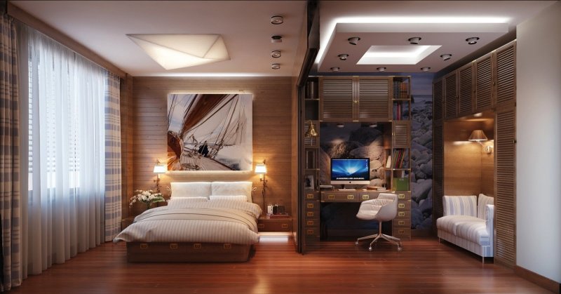 The bedroom with the office