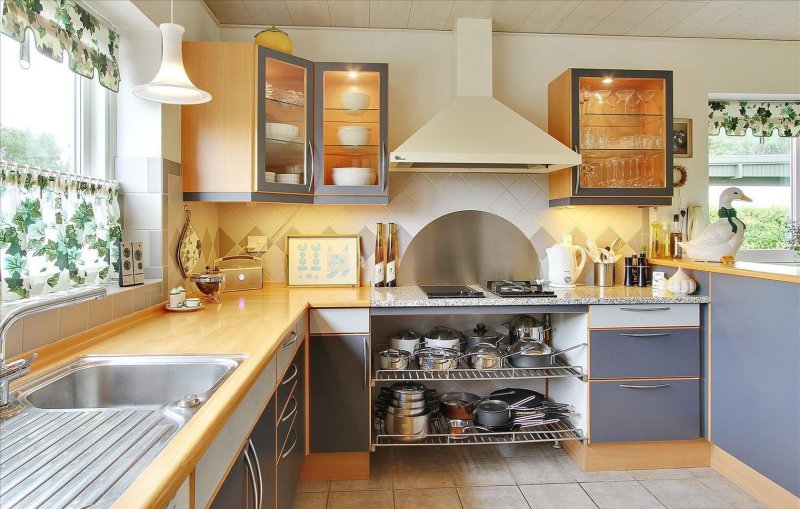 Kitchen with shelves