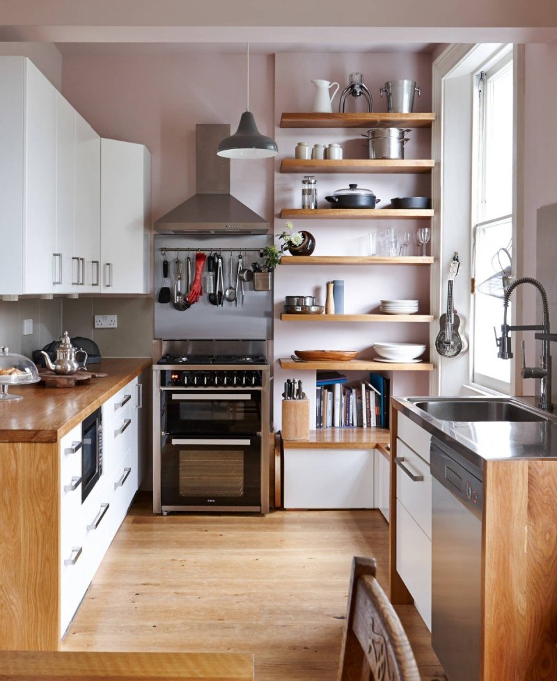 Kitchen with shelves