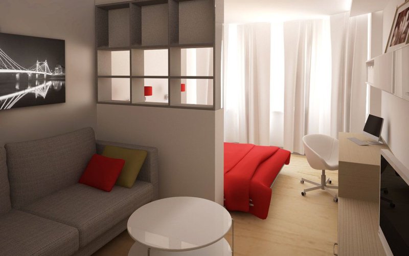 Bedroom living room zoning 16 square meters