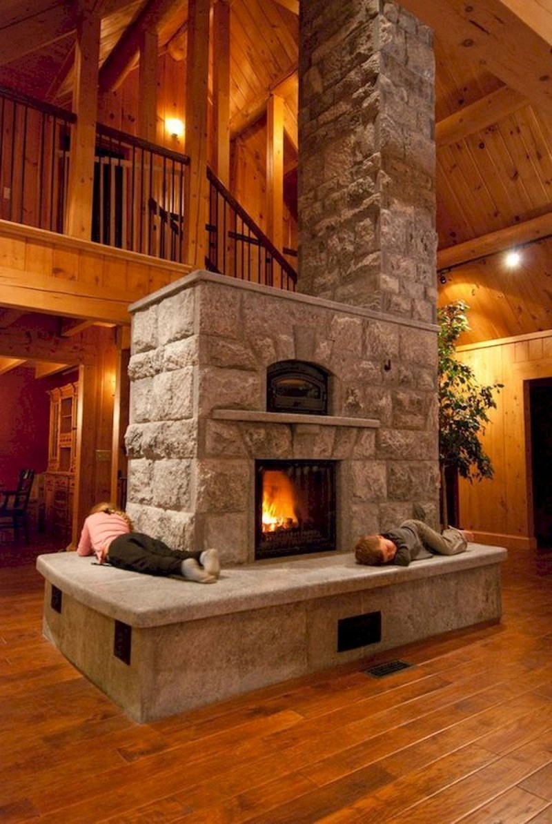 A fireplace in the house