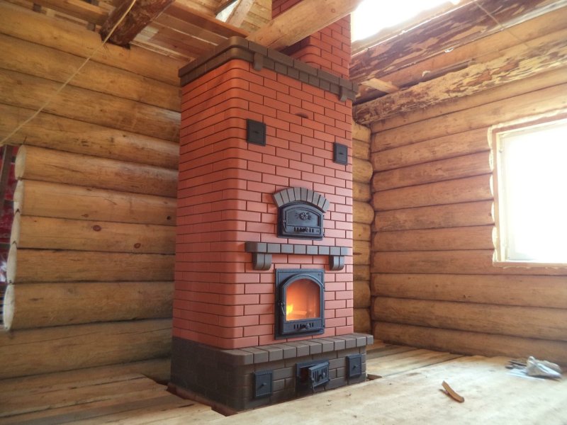 Brick fireplace