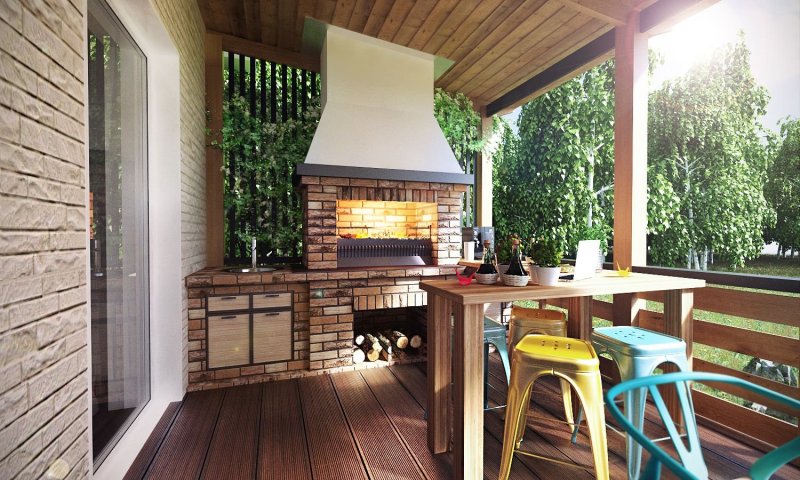 Veranda with a barbecue