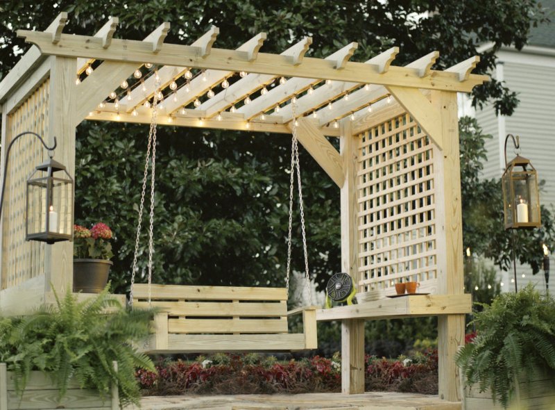 Wooden swing pergola Sendy P