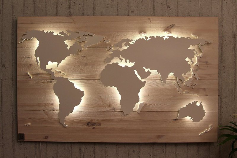 World Map on the wall with backlight