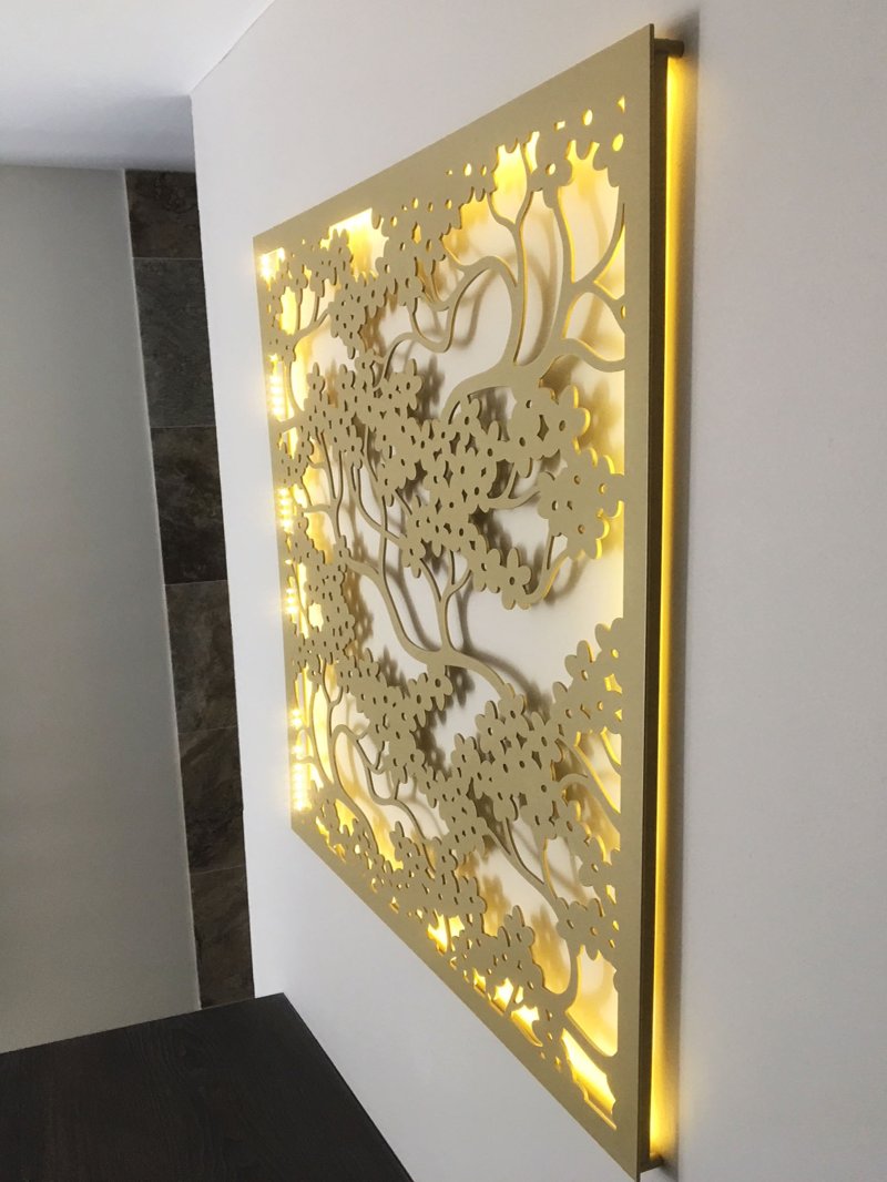 Panel with backlight on the wall