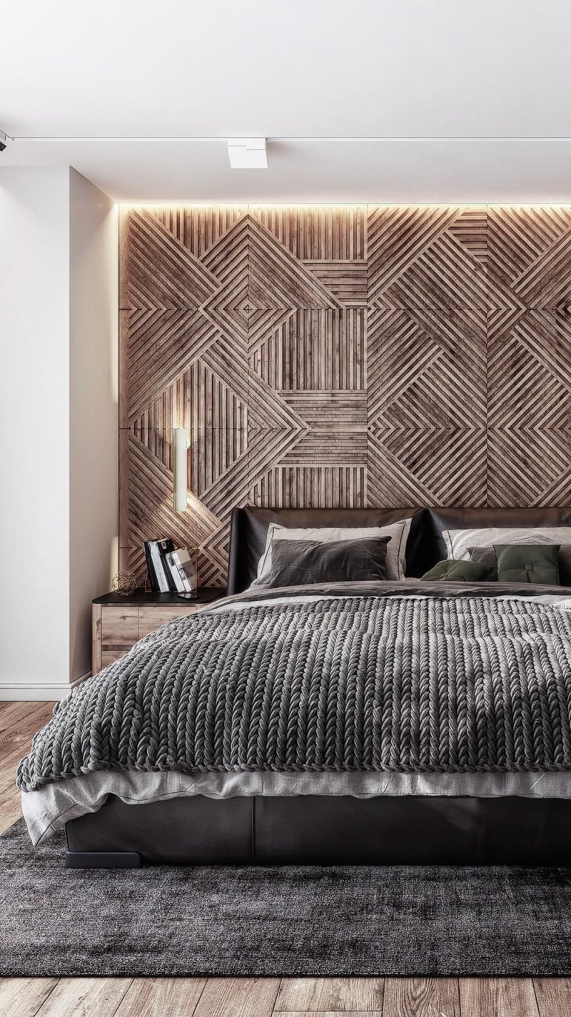 Wooden panels in the bedroom