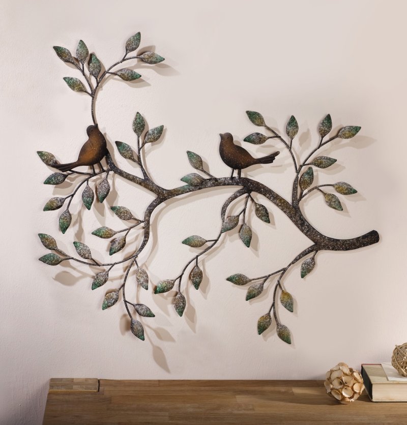 Wall panel of birds on a branch