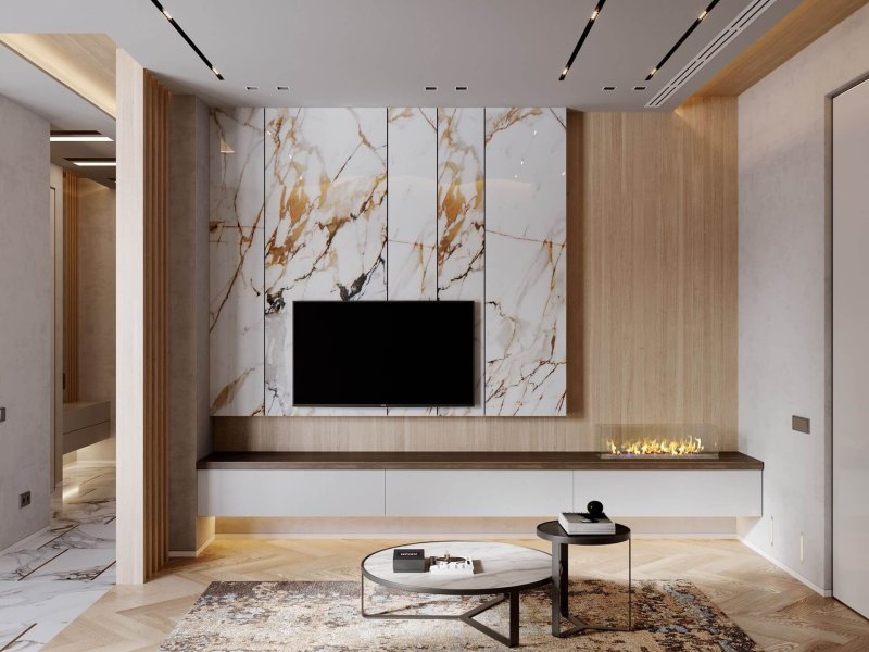 Marble on the wall in the living room