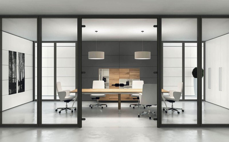 Glass partitions sliding