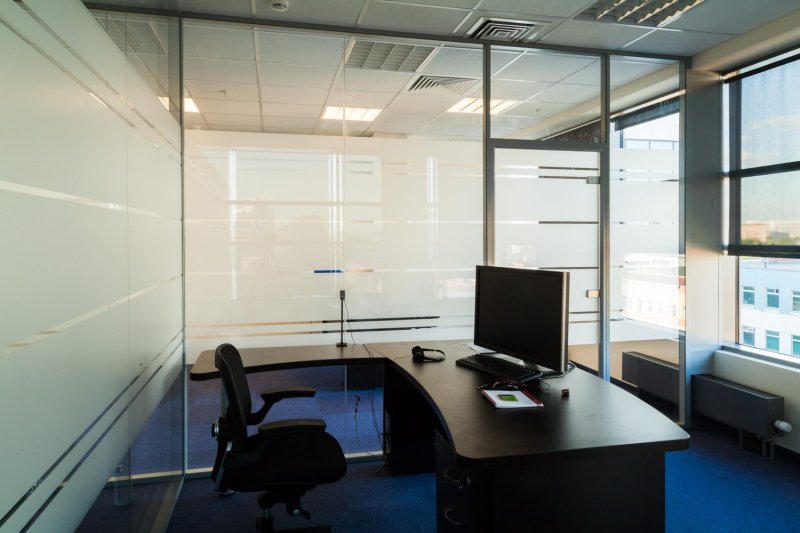 Glass office partitions