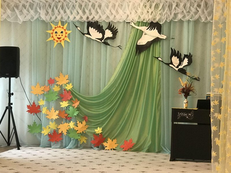 Autumn hall decoration in kindergarten