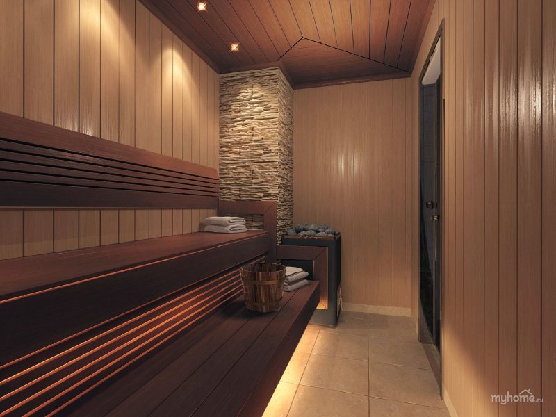 Steam room in a bathhouse design