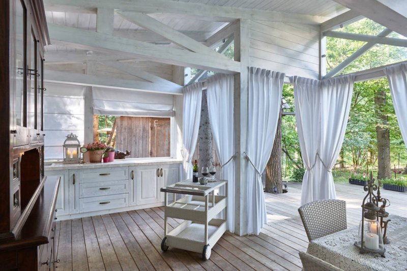 The interior of the veranda in the country house