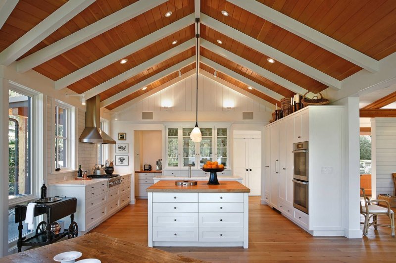 Kitchen in a wooden house