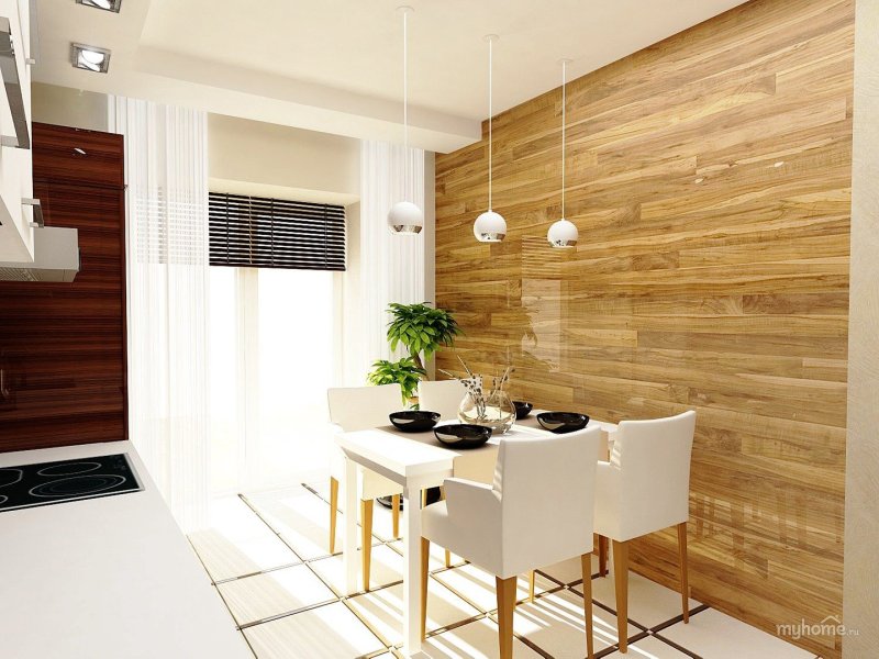 Laminate on the wall in the interior of the kitchen