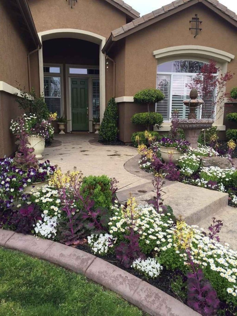 Landscape flowerbed by the house