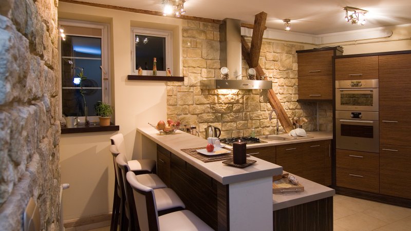 Kitchen decoration with decorative stone