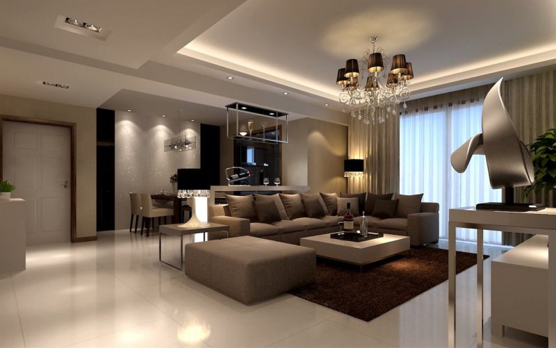 Lighting the kitchen of the living room in a modern style