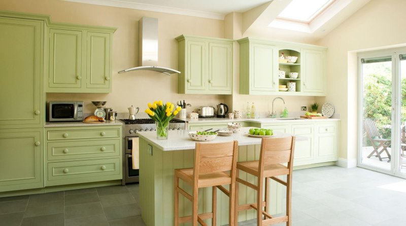 Pistachio kitchen in the interior