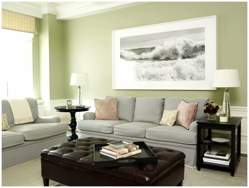 Light green sofa in the interior