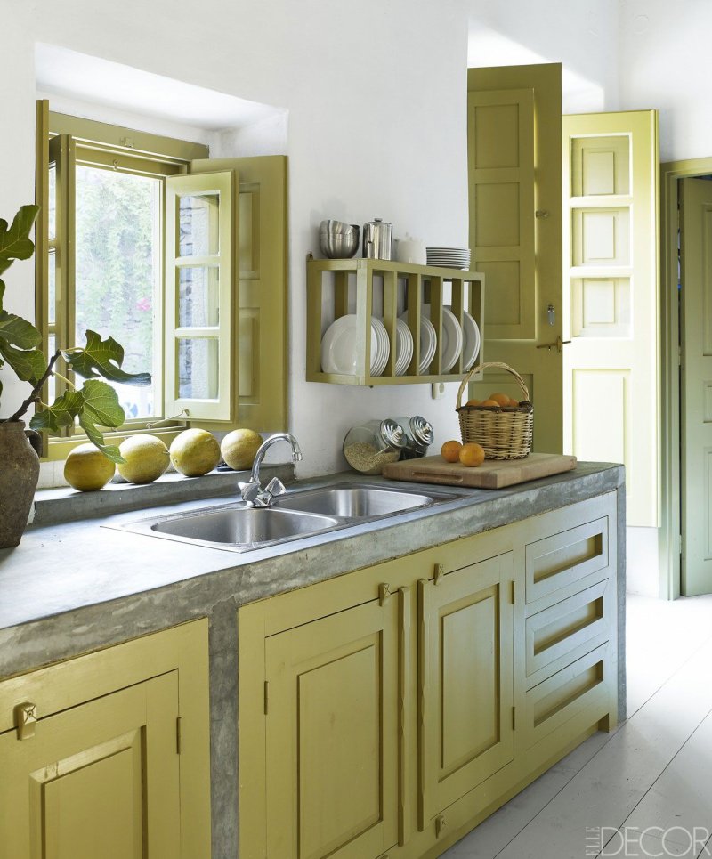 Olive -colored kitchens