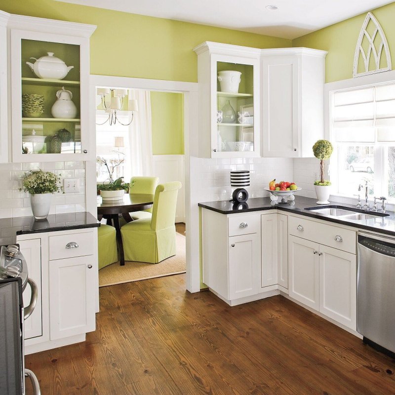 Kitchen with green walls