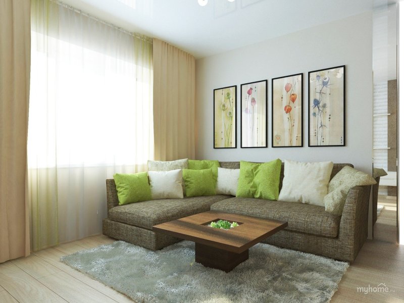 Beige green living room