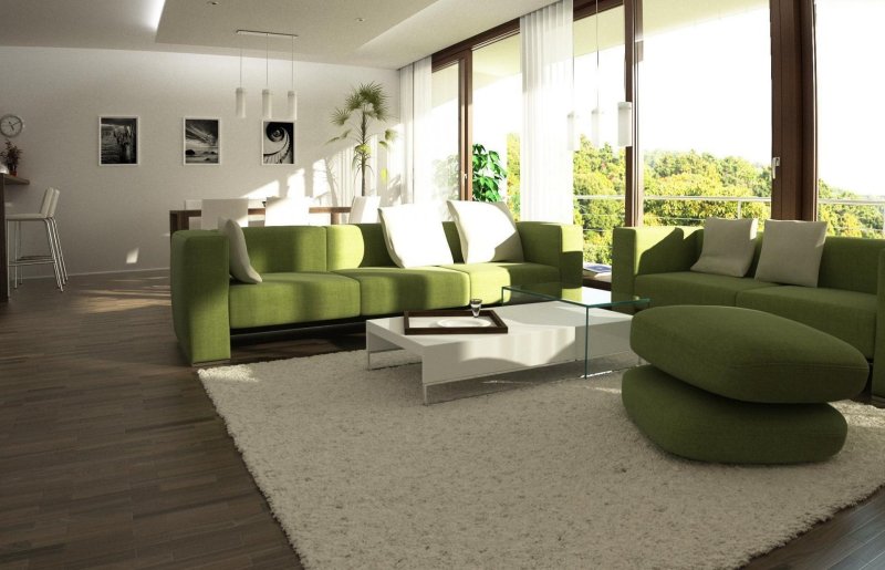 Light green sofa in the interior