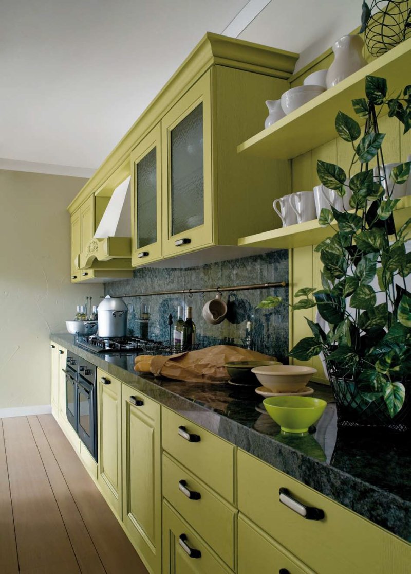 Olive -colored kitchens