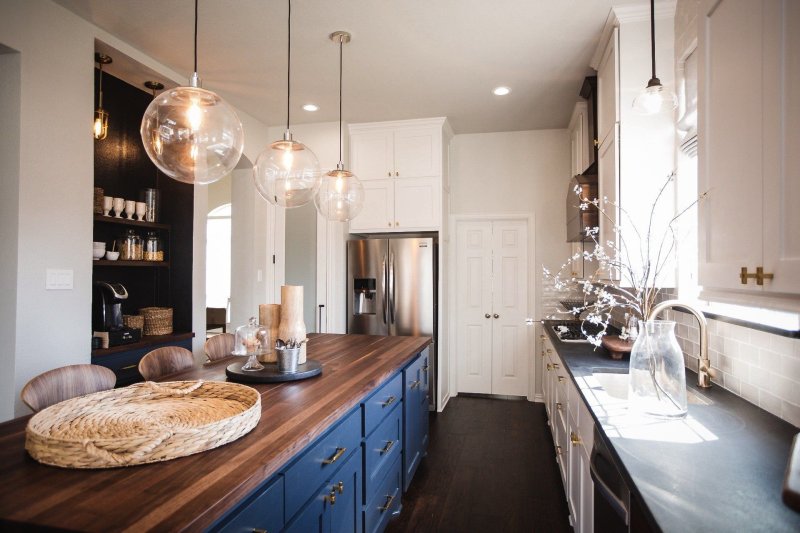 Lamps in the kitchen in the interior