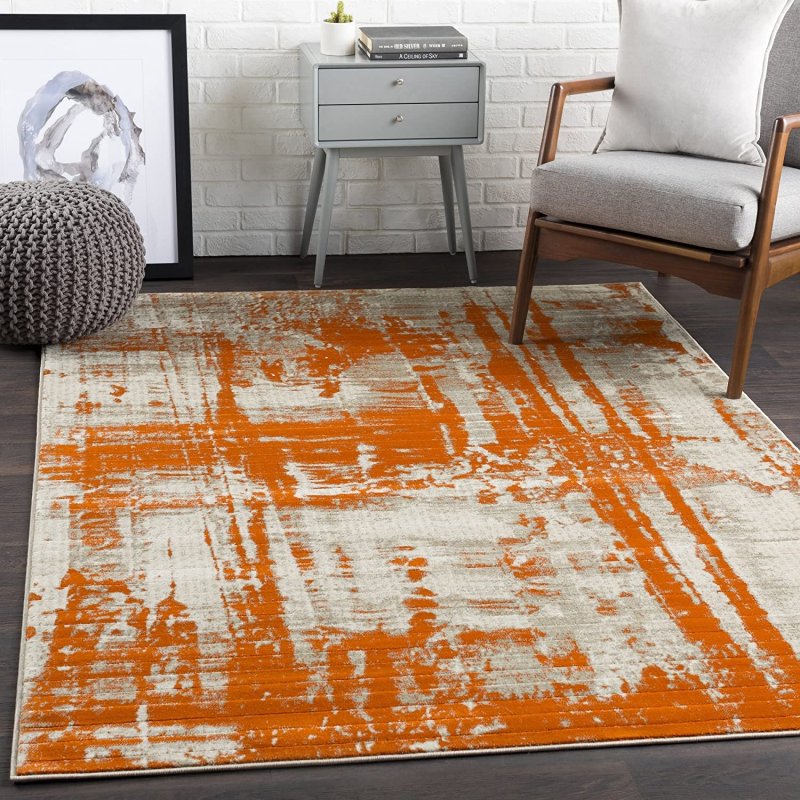 Carpet with orange stains