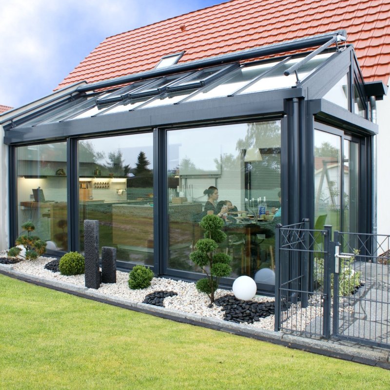 Glass veranda to the house