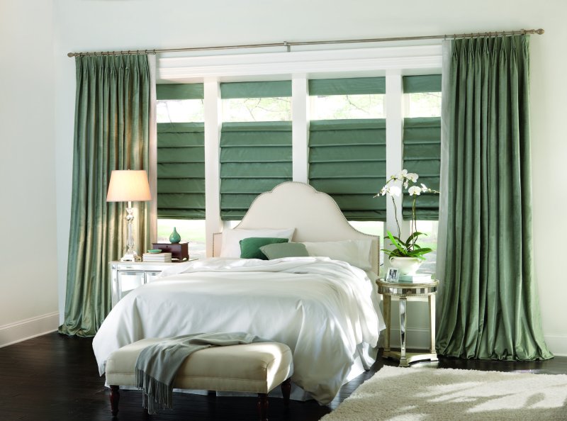 Curtains in the bedroom in a modern style