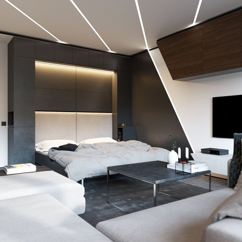 The bedroom is modern style