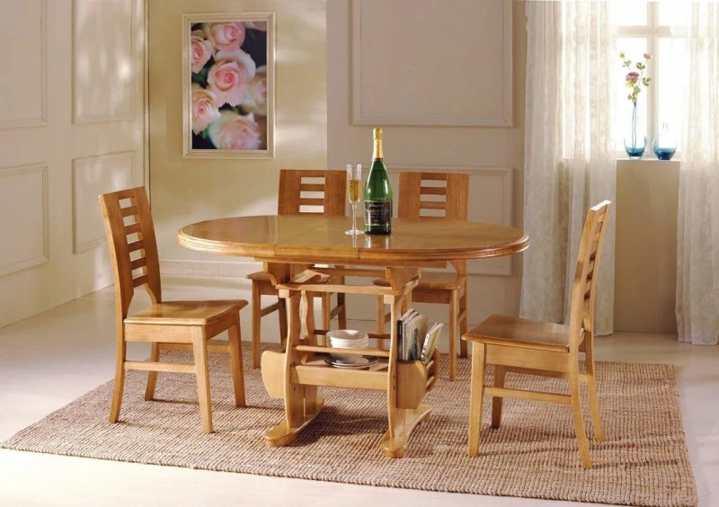 The table is wooden dining