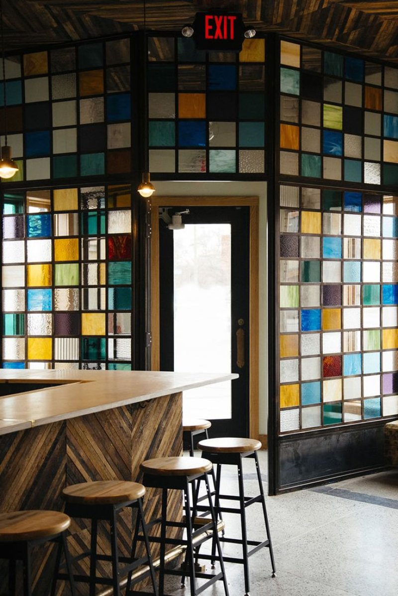 Glass blocks in the interior loft