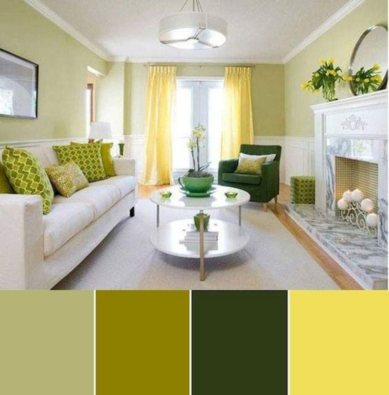 Interior in olive color