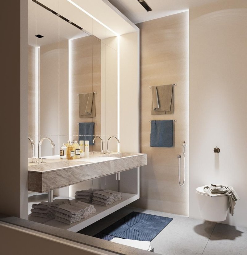 The interior of the bathroom in a modern style