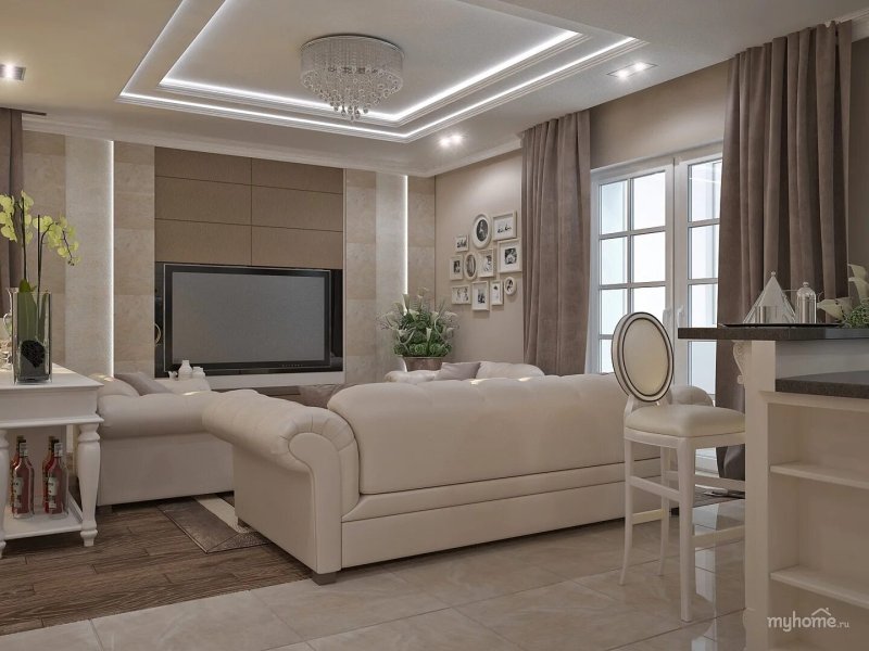 Living room in cream colors