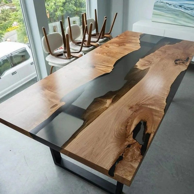 Slab and epoxy resin furniture