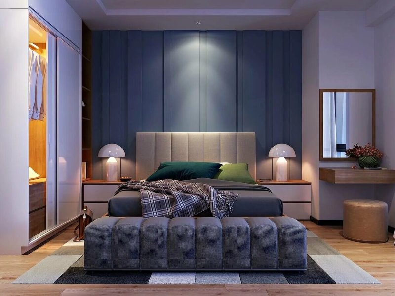 The bedroom is stylish