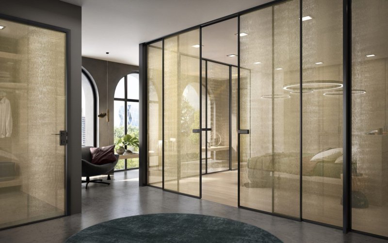 Glass sliding partition