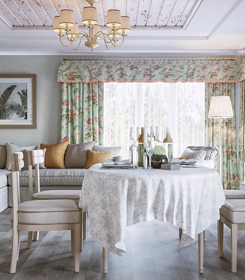 Kitchen living room in Provence style in a private house