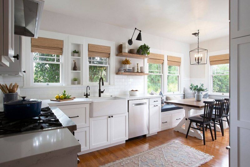 Kitchen in a country house in the Scandinavian style